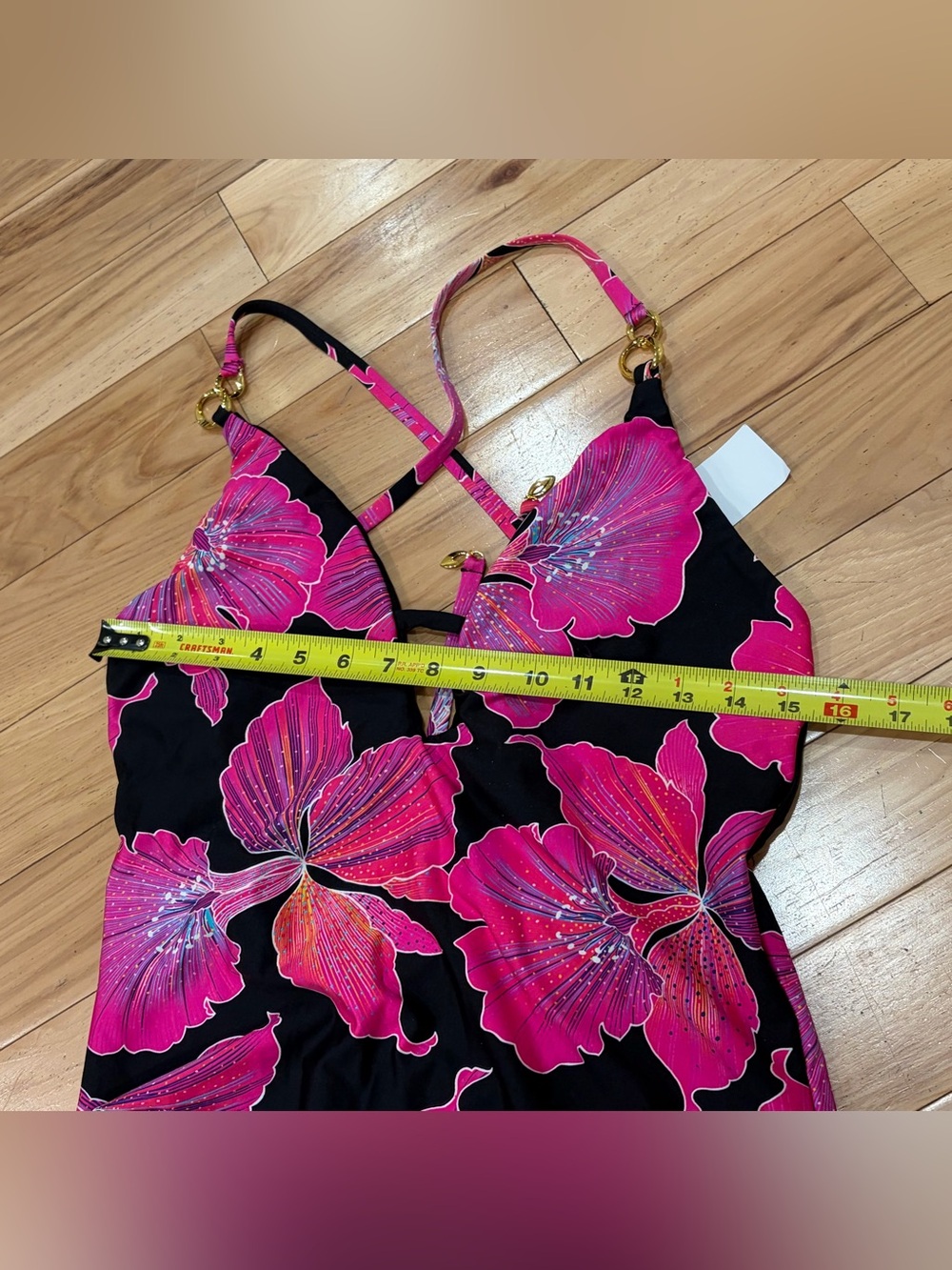 NWT Trina Turk Women’s Fleury Plunge Maillot Floral One Piece Swimsuit - Size 14 - Picture 7 of 7